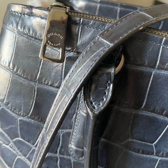 Coach - Navy Leather Croc Embossed Brooklyn Carryall Handbag - Picture 13 of 15